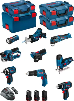 Produktbild von BOSCH Kit 12V BMK9-28CD3 (GSR 12V-15+GTB 12V-11+GDR 12V-105+GWS 12V-76+GST 12V-70+GOP 12V-28+GSA 12V-14+GLI 12V-80+GHO 12V-20)