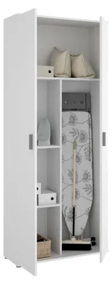 Image de Arna - Armoire Polyvalente 2 Portes, 78x190h cm Blanc, 3 Étagères