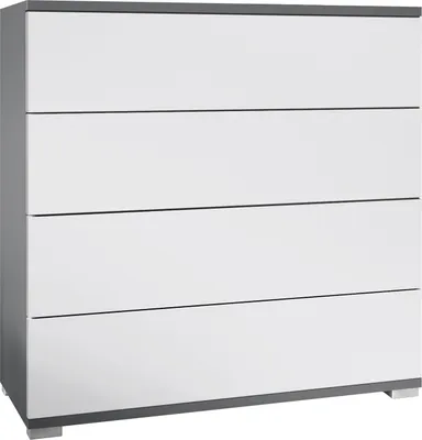 Produktbild von Vladon Kommode Pavos V3, Sideboard mit 4 Schubladen Anthrazit matt/Weiß matt (76 x 76 x 35 cm)