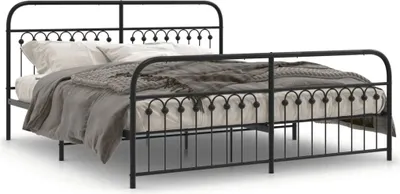 Image de vidaXL Cadre de lit avec tête et pied de lit en métal noir 183x203 cm