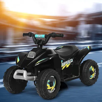 Produktbild von 6V Elektrischer Kinder-Quad mit Rückwärtsgang & Elektrischer Bremse, Kinderfahrzeug, Mini Elektroquad für Kinder bis 30 kg, max. 4,6 km/h, Elektrofahrzeuge (Schwarz)