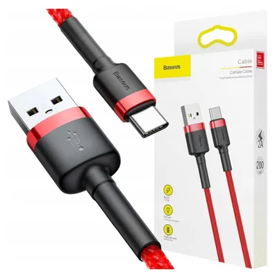 Immagine prodotto di Kabel USB 2.0 do USB typu C Baseus Cafule 2 m czarno-czerwony