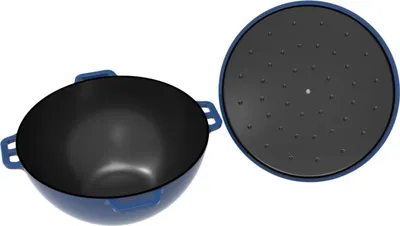 Produktbild von Kasan ROBARI Wok ASIA 12 Liter mit Deckel aus Gusseisen emailliert