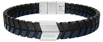 Produktbild von Fossil Armband Herren Blaues Leder Geflochten Edelstahl JF04985040