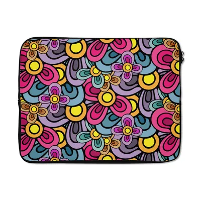 Obrázok produktu pre Puzdro na notebook 15 palcov Vzor - Hippie - Kvety - Fialová Taška na notebook