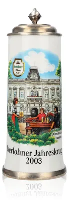 Produktbild von Iserlohner Bierglas Jahreskrug 2003 Steinzeugkrug Seidel Zinndeckel 0,88l Krug