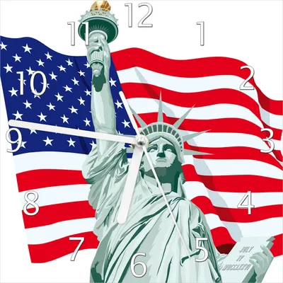 Produktbild von Wallario Design Wanduhr Freiheitsstatue USA aus Echtglas, Größe 20 x 20 cm