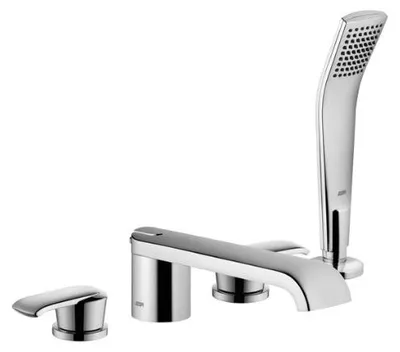 Badvul-Douchekraan chrom, DN 15, 4-Loch, Wandmontage, Handbrause