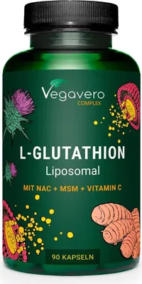 Produktbild von Vegavero L-Glutathion Complex | 90 Kapseln | liposomal | mit NAC, Glycin, L-Glutamin, MSM, Selen & B-Vitaminen | vegan