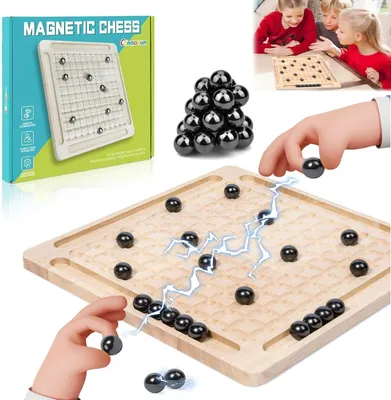 Image de Jeu d'échecs magnétique avec plateau en bois, 20 pièces magnétiques, portable, idéal pour les familles