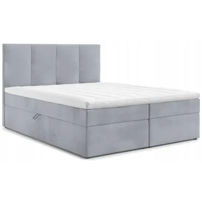 Produktbild von Boxspringbett 160 x 200 - Hellgrau - mit Bettkästen - mit Bonell Matratze und Topper - Komplett-Set - Polsterbett