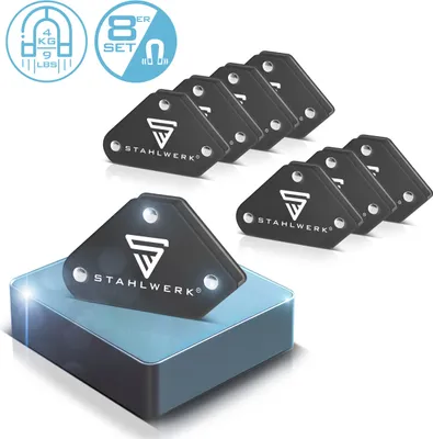 Produktbild von STAHLWERK 2 x Schweißwinkel 4er Set Magnet 4 kg 9 lbs Schweißmagnet Magnetwinkel