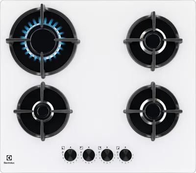 Produktbild von Electrolux EGG64272W, Weiß, Integriert, 60 cm, Gaskochfeld, Glas, 4 Zone(n)