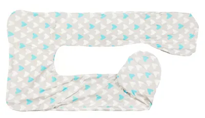 Image de Housse de coussin de maternité BabyUniverse, forme U, 100 % coton, motif : cœurs turquoise