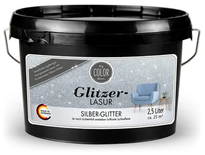 Produktbild von Viva Decor My Color Room Glitzer-Lasur Silber-Glitter 2,5 l, transparente Effektfarbe für Wände & Decken innen, seidenmatt, wasserbasiert
