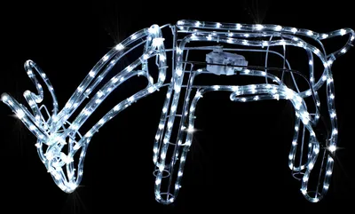 Produktbild von Grasendes LED Rentier mit motorgesteuertem Kopf 216 LEDs Funkel Effekt ️Energieeffizient 0,015KW/h️