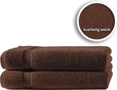 Produktbild von 2er Set Gästetücher Handtücher Duschtücher Badetücher Frottee 100% Baumwolle, Farbe:Braun, Größe:Handtücher 50x100 cm