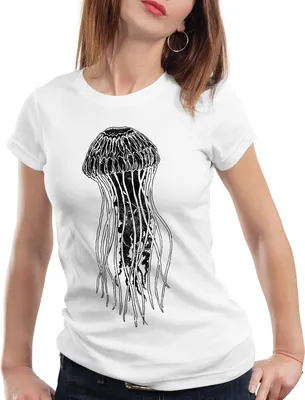 Produktbild von style3 Leonard Jellyfish T-Shirt Damen Qualle, Farbe:Weiß, Größe:S