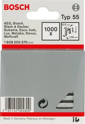 Produktbild von Schmalrückenklammer Typ 55, 6 x 1,08 x 12 mm, 1000er-Pack