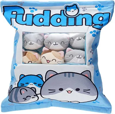 Image de PUDDING Oreiller avec MASCOTS Chats 8pc pour lancer Peluches