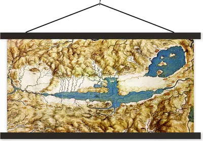 Produktbild von MuchoWow® Textilposter Toskana - Leonardo da Vinci 90x45 cm mit schwarzem Rahmen - Klemmleisten