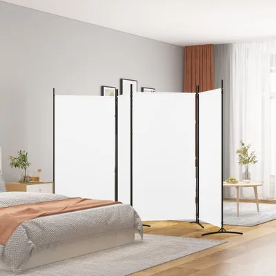Image de vidaXL Paravent 4 pcs. blanc 346x180 cm Tissu