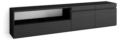 TV-Lowboard 200x45x35 cm, Schwarz, mit Klapptüren