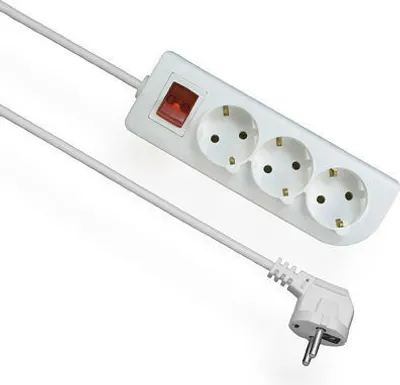 Zdjęcie produktu dla Przedłużacz z wyłącznikiem biały 3-gniazda z/u SCHUKO 3m OMY 3x1 PSCH-303W