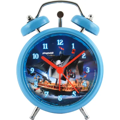 Produktbild von PLAYMOBIL Piraten - Kinder Wecker Analoge Retro Uhr Kinderwecker Blau
