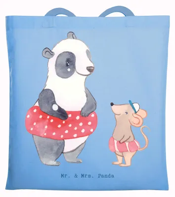 Produktbild von Mr. & Mrs. Panda Shopping Tasche Otter Schwimmen - Sky Blue - Geschenk, Tote Bag, Laptoptasche, Wassersport, Stoffbeutel, Schwimmkurs, Schultasche
