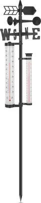 Immagine prodotto di Stazione meteorologica da giardino per esterni – Termometro / Pluviometro / Banderuola – Altezza 145 cm – Strumento di misurazione analogico – Con picchetto – Per temperatura, precipitazioni e direzione del vento [11278]