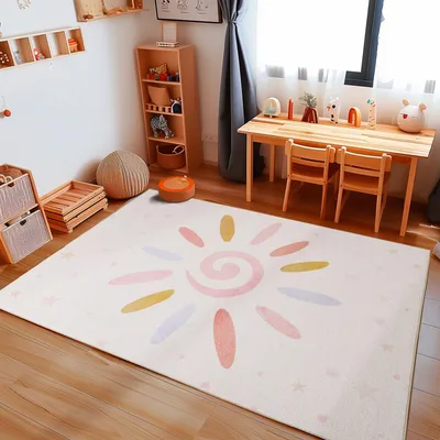 Image de Carpetsale24 Tapis Enfant Motif Arc-en-ciel Tapis de Jeu pour Chambre Garçon et Fille Solide et Confortable, Taille: 140x200 cm