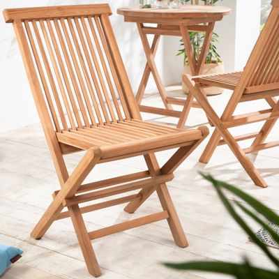riess-ambiente Massiver Gartenstuhl EMPIRE TEAK Teakholz klappbar Hochlehner wetterfest Balkonstuhl Klappstuhl Stuhl