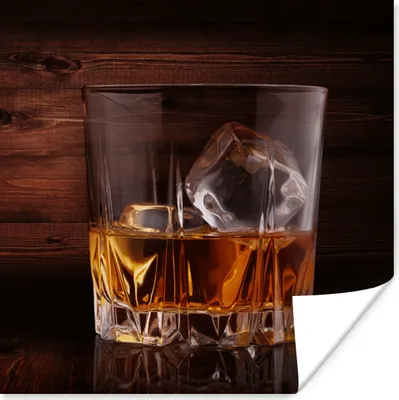 Produktbild von MuchoWow® Poster Whiskey - Alkohol - Glas 50x50 cm - Wohnzimmerdekoration