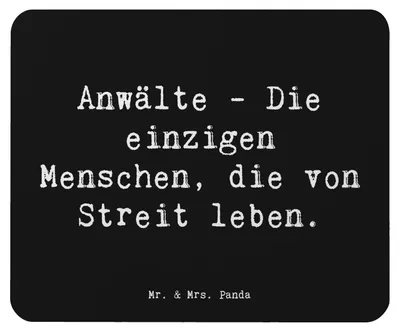 Produktbild von Mr. & Mrs. Panda Mauspad Spruch Anwalt Streitmacher - Schwarz - Geschenk, kreative Geschenke, handgefertigte, Eigenheiten, laptop, Mousepad, computer, Beruf, Berufsleben
