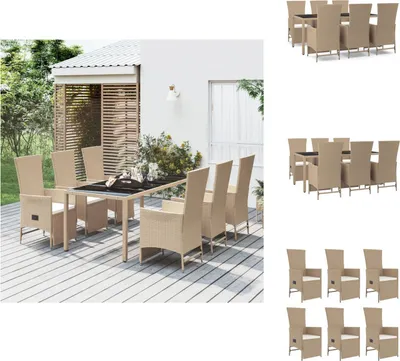 Produktbild von vidaXL 7-tlg. Garten-Essgruppe mit Kissen Beige Poly Rattan -  Gartenstühle