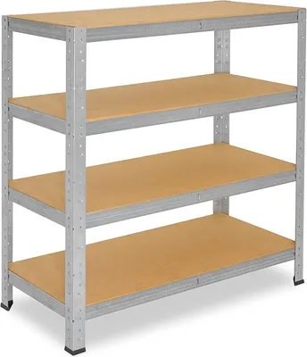 Imagen del producto de Estantería industrial Silecomplaza, galvanizada/estantería metálica con 4 estantes/estantería para sótano, garaje, taller o almacén/estantería modular metálica con capacidad de carga de 175 kg