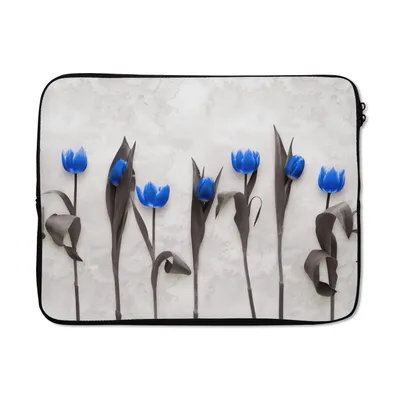 Produktbild von MuchoWow® Laptop Hülle 17 Zoll Laptoptasche Blumen - Tulpen - Blau - Zipper - Schutzabdeckung