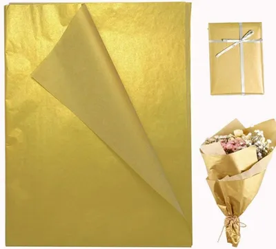 Produktbild von Goldfarbenes metallisches Seidenpapier 50 Blatt 35,6 x 50,8 cm Hochzeit Geburtstag Party