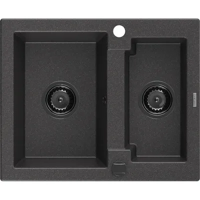 Obrázek produktu pro Mexen Carlos 1,5-miskový granitový dřez 582 x 475 mm, Skvrnitá černá, sifon Černá - 6518581500-76-B