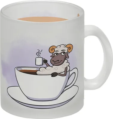 Produktbild von Bock auf Kaffee Glas Tasse mit Schafsbock, Kaffeetasse, Schrift Motiv