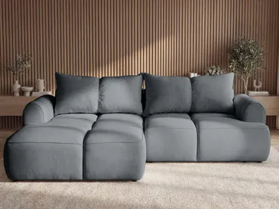 Produktbild von GrainGold Ecksofa L-Form Links Boono - Ecksofa mit Schlaffunktion und Bettkasten - Moderne Ecksofa, Wohnzimmer Ecksofa - Eckcouch Dunkelgrau (Komodo 21)