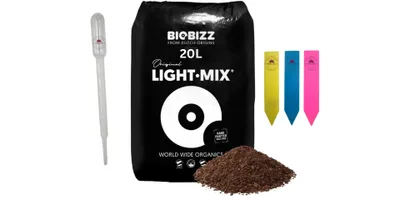 Produktbild von BioBizz Light mix 20 L– inklusive Dosierpipette & 3 Pflanzenschilder (Farbe zufällig)