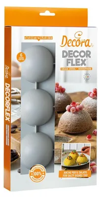 Productafbeelding van Siliconen mal voor eenpersoonsporties, halve bolvorm, diameter 70 mm, DECORA