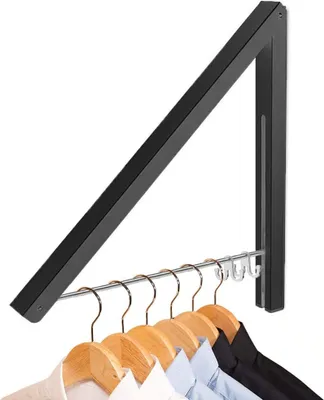 Produktbild von Klappbarer Kleiderhaken Garderobenhaken Wand-Kleiderständer Kleiderlüfter Wandgarderobe, Platzsparend(Schwarz)