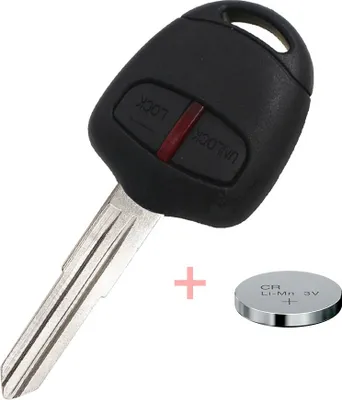 Produktbild von Auto Schlüssel Funk Fernbedienung 1x Gehäuse 2 Tasten + 1x Rohling MIT11R + 1x CR1616 Batterie kompatibel mit Mitsubishi