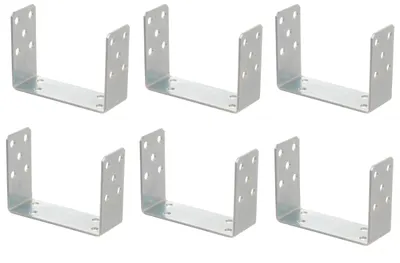 Produktbild von Aqbau 6er Set U-Pfostenträger zum Aufschrauben 160 mm –Pfostenanker aus verzinktem Stahl 4 mm, Bodenanker für Holzpfosten, für Zaun, Pergola, Terrasse