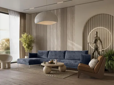 Produktbild von Ecksofa Designersofa MADISON XL Stoff Tender Way Blau Ottomane Links