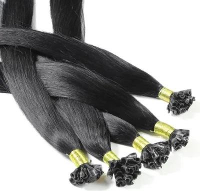 Immagine prodotto di hair2heart extension capelli umani lisci - 25 ciocche 0,5g 50cm 2/0 nero