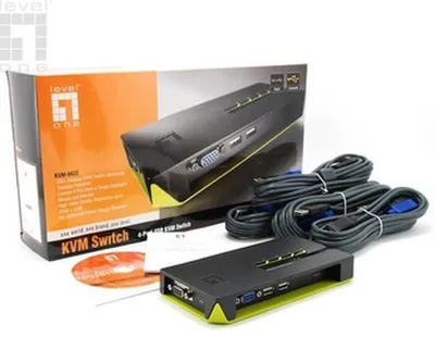Produktbild von LevelOne 4-Port USB KVM Switch mit Audio, 2048 x 1536 Pixel, Schwarz, Grün